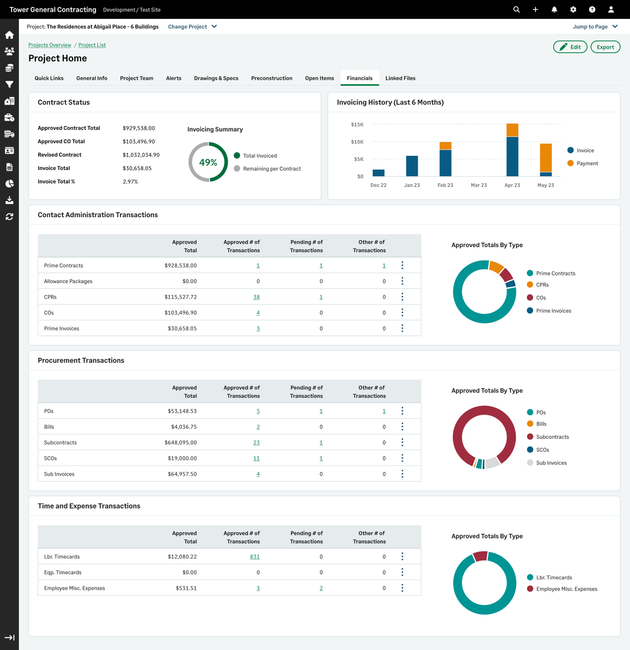 screenshot of Sage Construction Suite